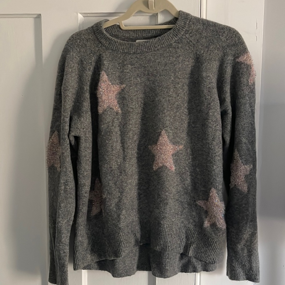 Lou & Grey grey sweater with pink stars